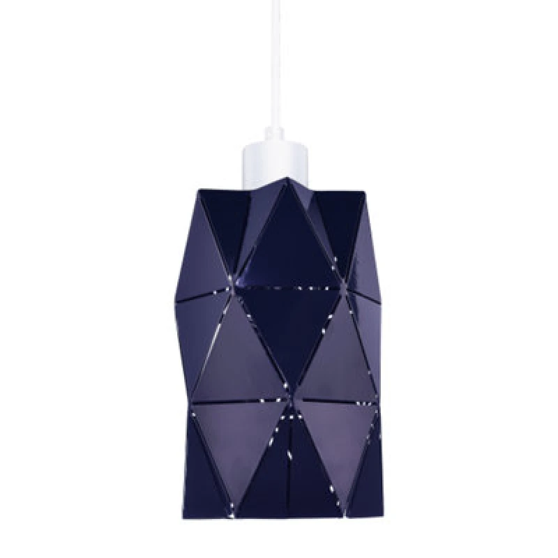 Image of Happy Homewares Modern Midnight Blue Metal Pendant Shade With Diamond Shaped Cut Outs