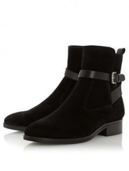 Image of Dune London Patrizo Casual Buckle Boot, Black Suede, Size 4, Women