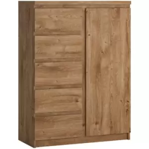 Image of Fribo 1 door 5 drawer cabinet in Oak - Golden Ribbeck Oak