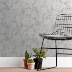 Image of White Marble Wallpaper White