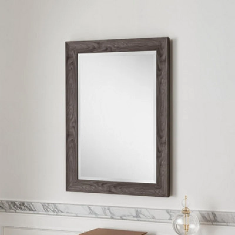 Image of Yearn Mirrors Rustic Grey Wood Effect Scooped Framed Mirror 76x61cm Pale Green