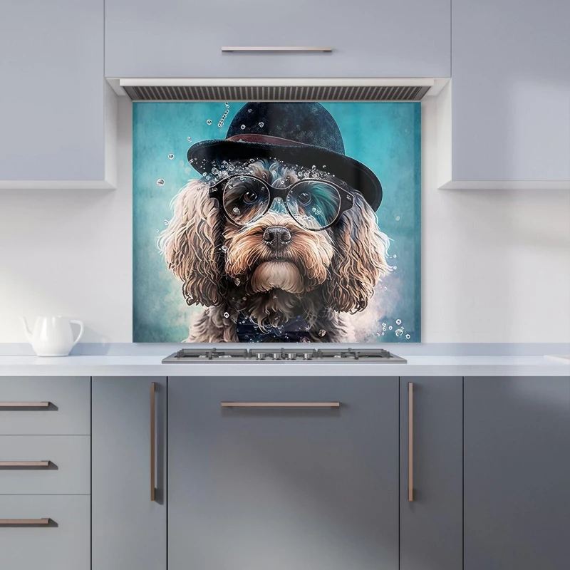 Image of Warren Reed - Designer Cockapoo Dog Splashart Kitchen Splashback Size: 600mm x 650mm Multicolor Unisex 600mm x 650mm