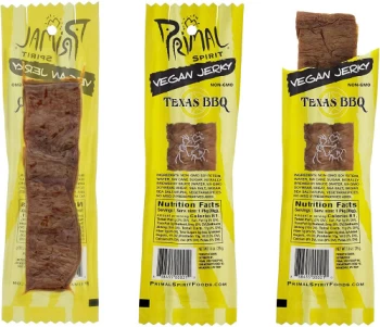 Image of Primal Meatless Vegan Jerky - Texas BBQ Soy - 28g x 24