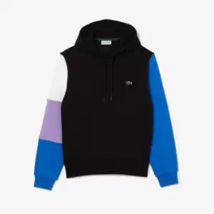 Image of Mens Lacoste Hooded Sweatshirt Size 3 - S Black / Blue / Purple / White