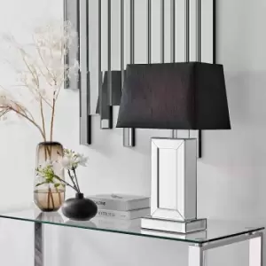 Image of Furniture Box Talia Mirror and Black Shade Table Lamp Light