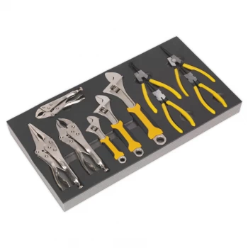 Image of Tool Tray with Adjustable Wrench & Pliers Set 10PC