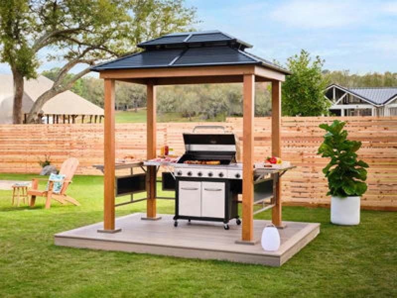 Image of 10' x 6' Trimetals Sojag Messina Anthracite BBQ Garden Gazebo (2.92m x 1.79m)