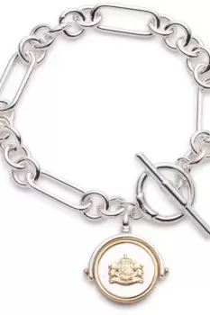 Image of Ladies Lauren Ralph Lauren BR CREST CHARM TOGGLE-SLV/GOLD Bracelet 14B00206