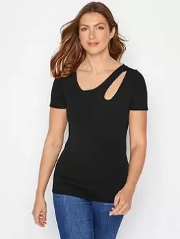 Image of Long Tall Sally Black Cut Out Detail Tee, Black, Size 8, Women