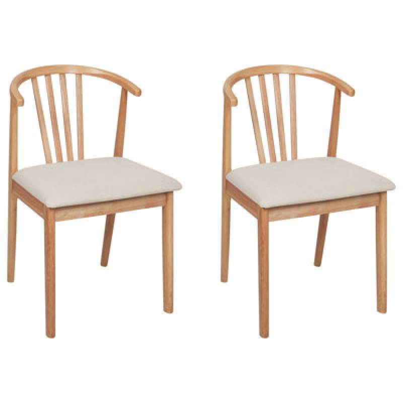 Image of Beliani Set Of 2 Dining Chairs Craig Wood Light Brown/ Beige