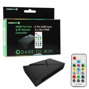 Image of Game Max Addressable RGB PWM Fan Hub with RF Remote Control