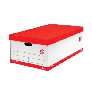 Image of 5 Star Office Jumbo Storage Box Red and White FSC Pack of 5
