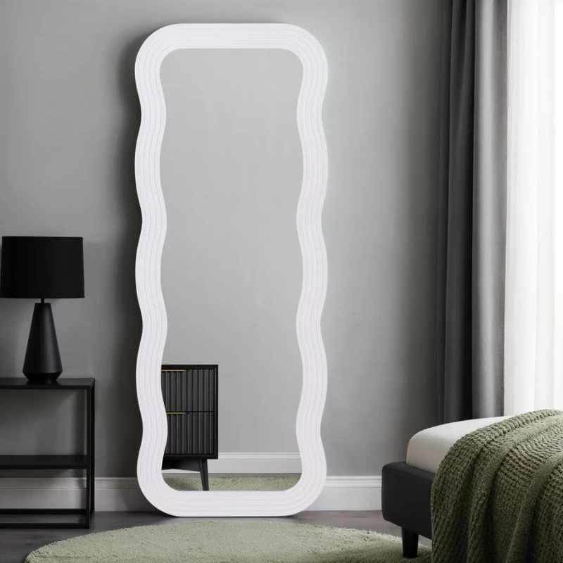 Image of Home Garden Direct Paola Wavy Mirror Full Length 70x180cm in White Size: 70x180cm White Unisex 70x180 cm