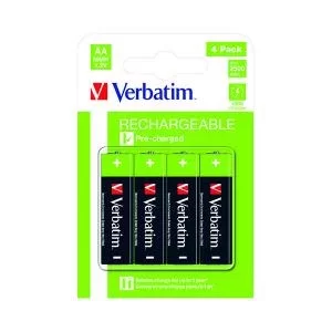Image of Verbatim AA Rechargeable Batteries Pack of 4 49517 VM49517