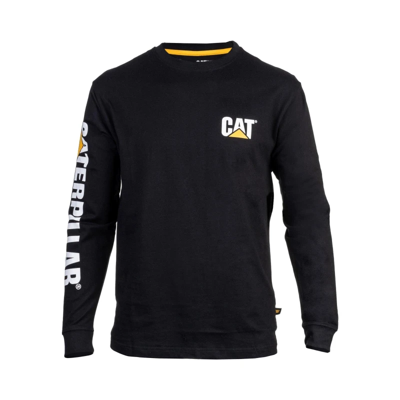 Image of Caterpillar Trademark Banner Long Sleeve T-Shirt Black male M