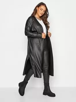 Image of Yours Cire Rib Maxi Cardigan Black, Size 30-32, Women