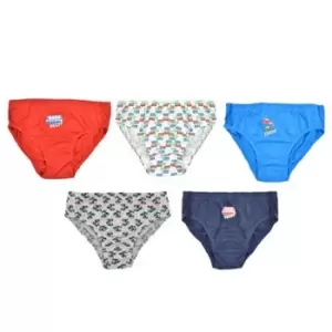 Image of Tom Franks Boys T-Boys Vehicles Briefs (Pack Of 5) (2-3 Years) (Red/Blue/Navy)