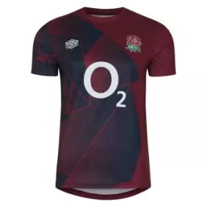 Image of Umbro England Rugby Warm Up Shirt 2023 2024 Adults - Red