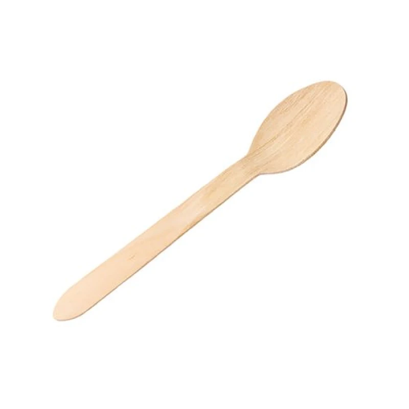 Image of Economy Disposable Birch Wood Spoon 16cm (Pack of 100) F90222-0