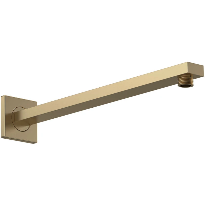 Image of NUIE Nuie - Windon Rectangular Wall Mounted Shower Arm 410mm Length - Brushed Brass ARM813
