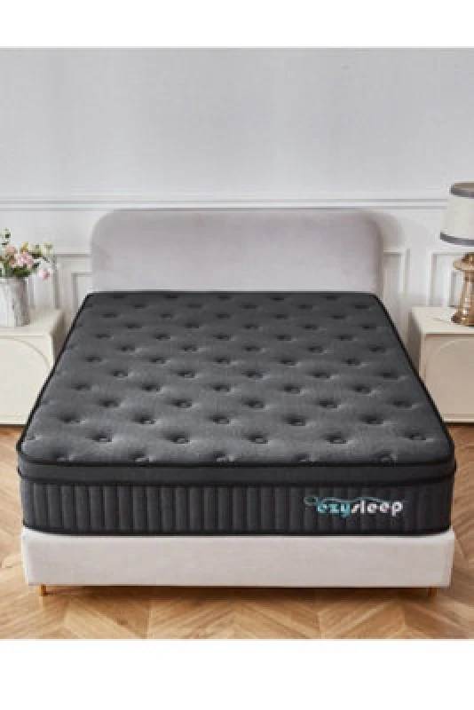 Image of Ezysleep Ezysleep 24cm Onyx Spring Foam Hybrid Mattress - 5 Year Guarantee in Black Size: Single Black Single Unisex 0721545336422