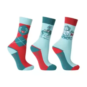 Image of Hy Childrens/Kids Thelwell Collection The Greatest Socks (Pack of 3) (8 UK Child-12 UK Child) (Turquoise/Red)