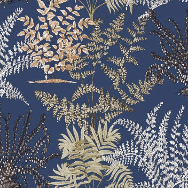 Image of Grandeco Lima Delicate Fern Textured Wallpaper Blue unisex