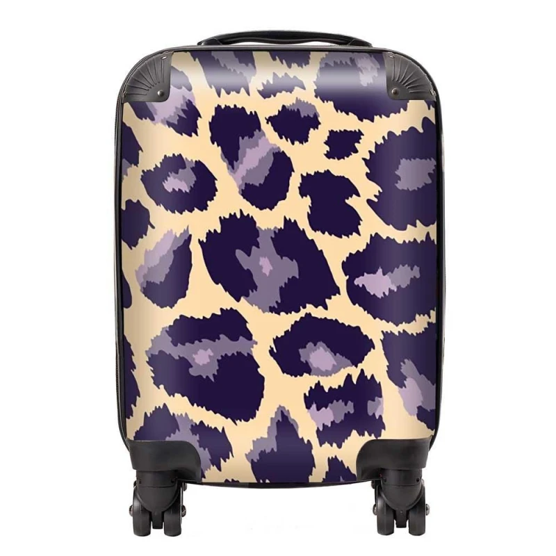 Image of Warren Reed - Designer Leopard Print Suitcase in Purple Size: Medium Purple Unisex Medium