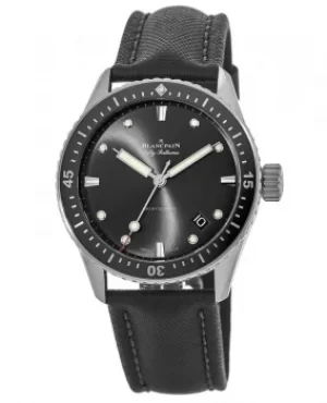 Image of Blancpain Fifty Fathoms Automatic Grey Dial Black Fabric Mens Watch 5000-1110-B52A 5000-1110-B52A