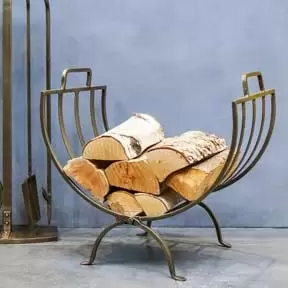 Image of Ivyline Linear Log Basket Brass H48.5Cm