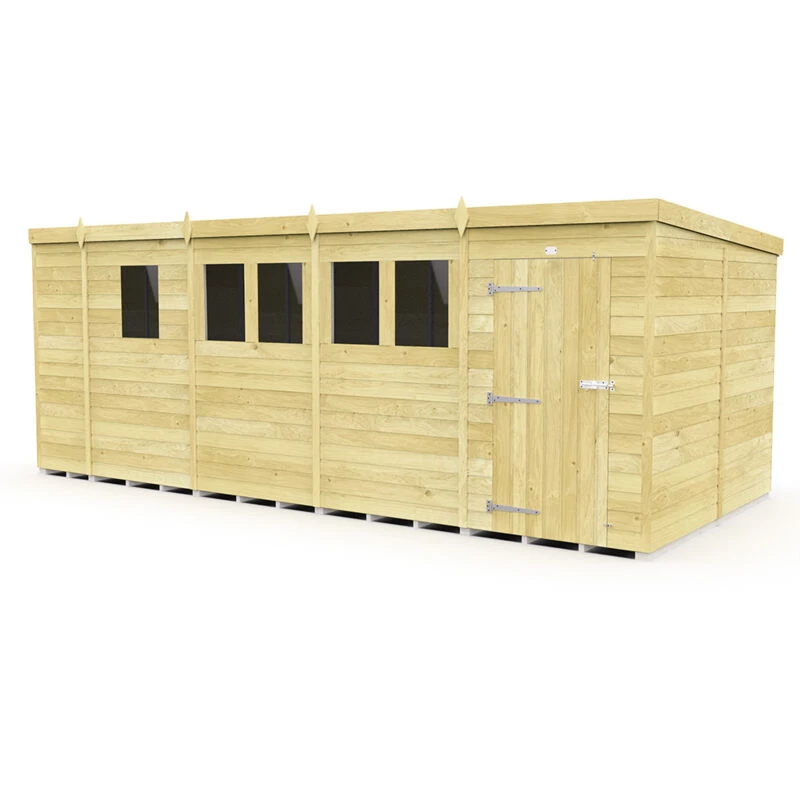 Image of Flat Pack Sheds DIY Sheds 17 x 8 Pent Shed, Brown 17X8PFF