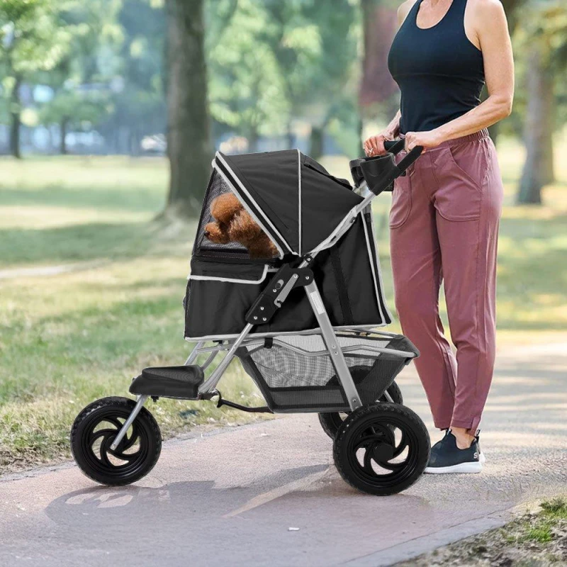 Image of KIDKID PET Foldable Pet Stroller for Cats and Dogs Black unisex One size
