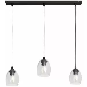 Image of Helam Brillant Straight Bar Pendant Ceiling Light Black, Transparent 60cm