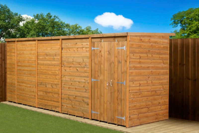 Image of Empire Sheds Empire Modular Pent 18X4 Dipped Treated Tongue And Groove Wooden Garden Shed Double Door (18' X 4' / 18ft X 4ft) (18X4)