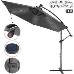 Image of Garden Sun Parasol Aluminium LED Cantilever Umbrella Lighting Solar 330cm Anthracite