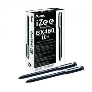 Image of Pentel iZee Ballpoint Pen 1.0mm Black Pack of 12 BX460-A
