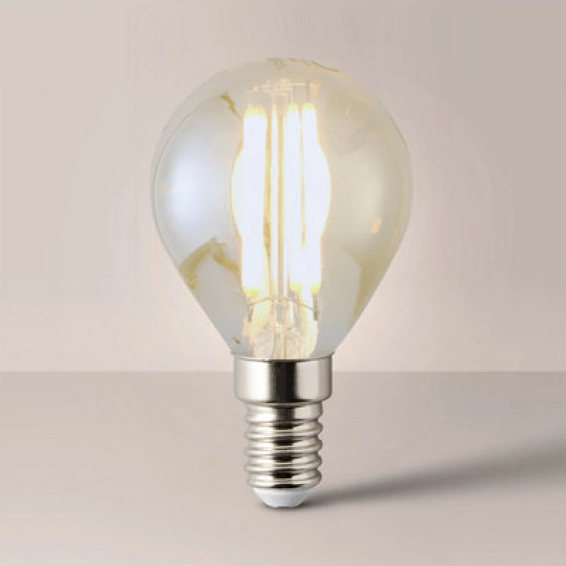 Image of ValueLights 4 Pack E14 Clear Glass Bodied Golfball LED 4W Amber 2700K 440lm Light Bulb Orange