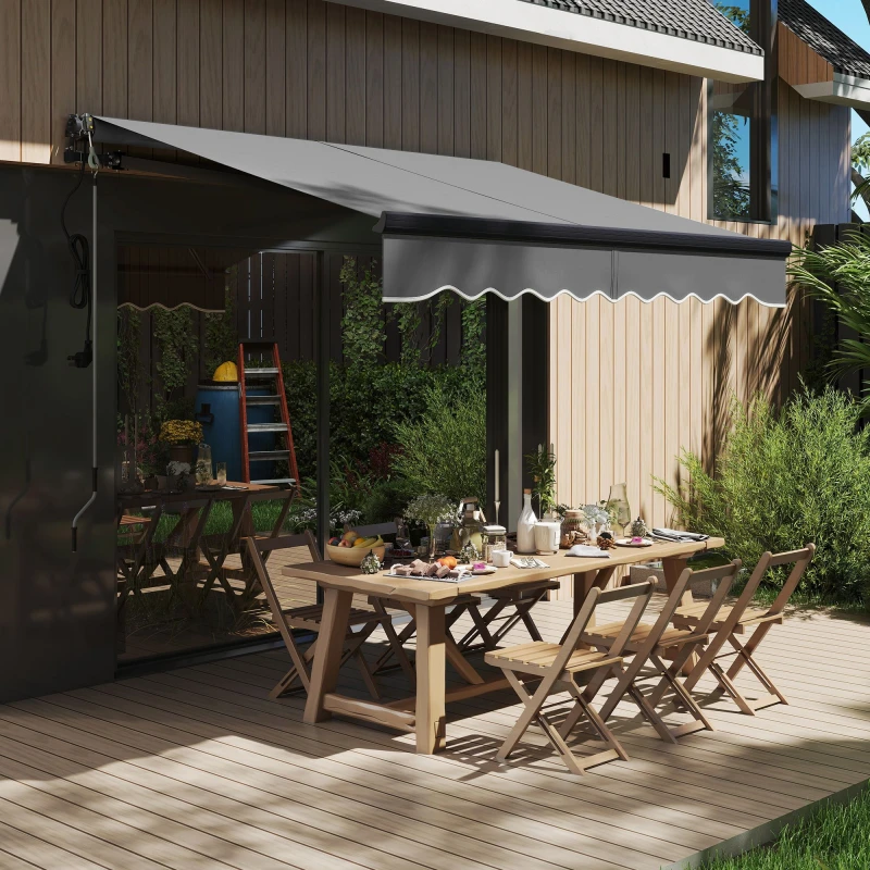 Image of Outsunny 2.5 x 2m Electric Retractable Awning w/ Aluminium Frame - Dark Grey TJ Hughes 5063603917293
