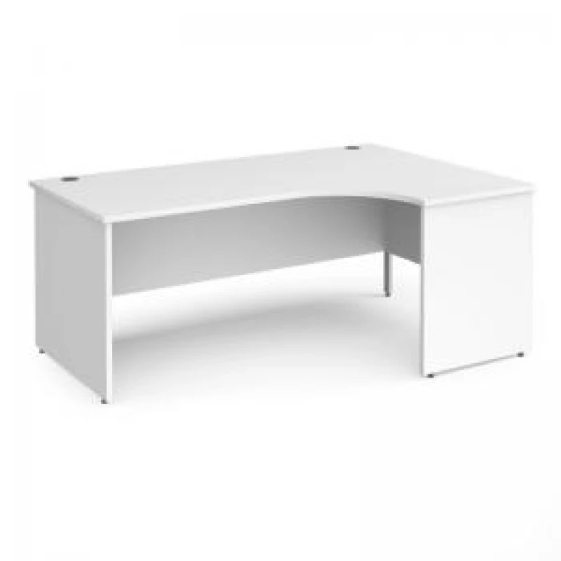 Image of Contract 25 Office Desk Right Hand Corner Desk 1800mm White Top With Silver Frame 800mm Depth Contract 25 White CP18ER-S-WH