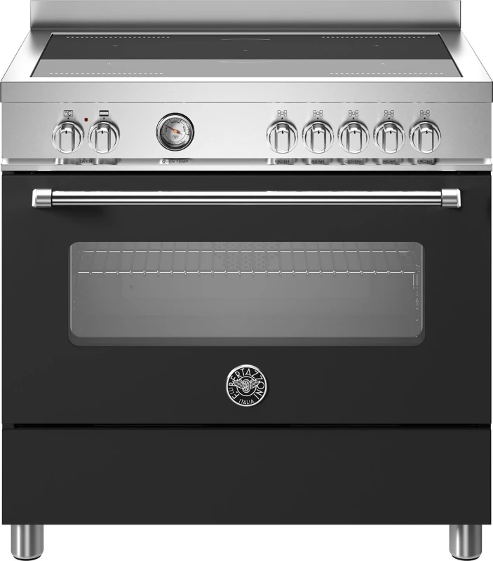 Image of Bertazzoni Master Series MAS95I1ENEC 90cm wide Electric Range Cooker with Induction Hob - Nero - A Rated, Black