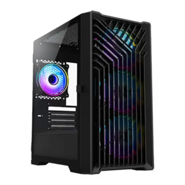 Image of Vida Cyclone Black ARGB Gaming Case w/ Glass Window Micro ATX 4x ARGB Fans Grill/Mesh Front
