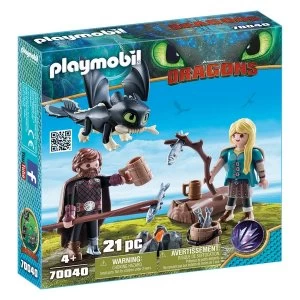 Image of Playmobil DreamWorks Dragons Hiccup and Astrid with Baby Dragon