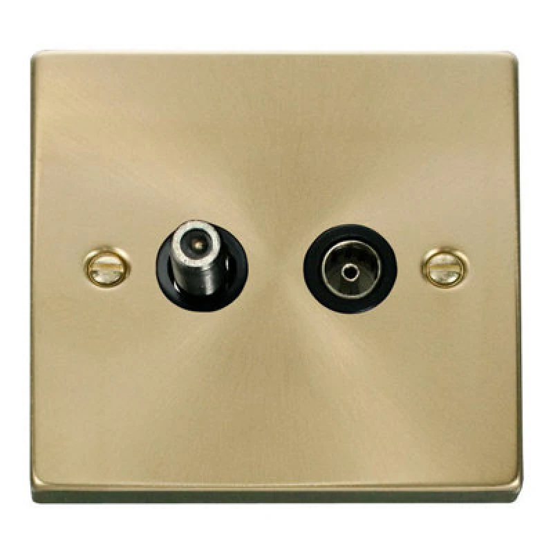 Image of SE Home Satin / Brushed Brass Satellite & Coaxial Socket 1 Gang Gold
