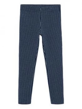 Image of Mango Girls Striped Leggings - Navy