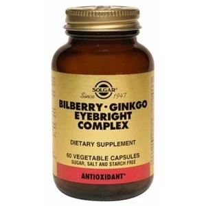 Image of Solgar Bilberry Ginkgo Eyebright Complex Vegetable Capsules 60 Vegicaps