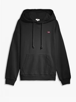 Image of Levis 100% Cotton Small Logo Standard Hoodie - Black, Size L, Women