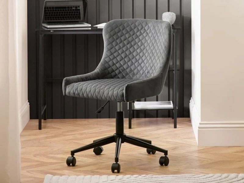 Image of Julian Bowen Luxe Grey Velvet Office Chair