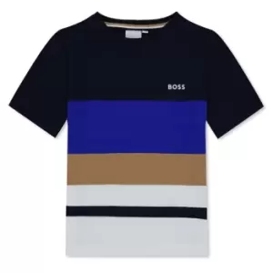 Image of Boss Stripe T Shirt - Blue