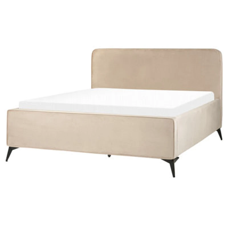 Image of Beliani Bed Velvet Valognes 160 X 200 Cm (Eu King Size) Taupe