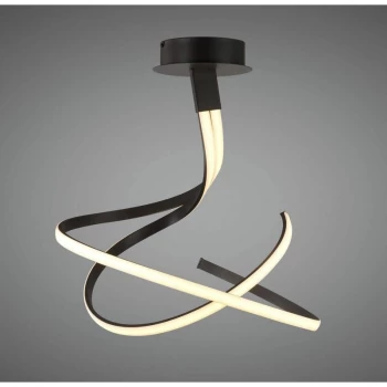 Image of Nur 50W LED 2800K Semi Ceiling Light, 4000lm, Dimmable frosted acrylic / oxidized brown